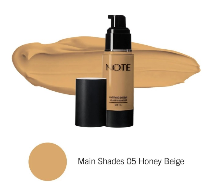 Note Mattifying Extreme Wear Foundation 05 Pump – Honey Beige